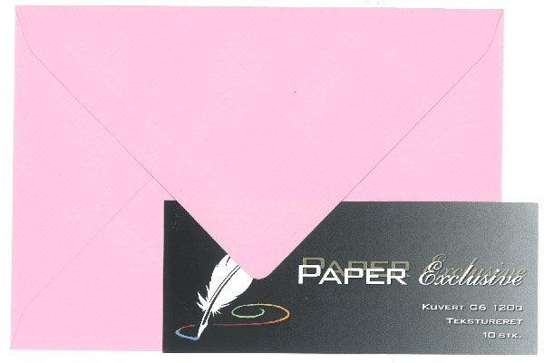 Kuvert C6 120g lyserød tekstureret 10stk.