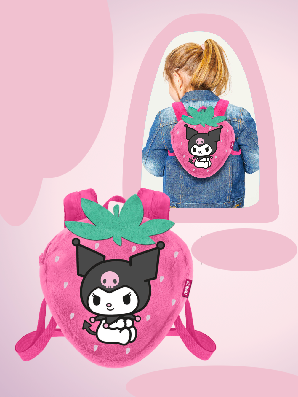 KUROMI - Strawberry - Mini Fur Backpack '25x22x12cm'