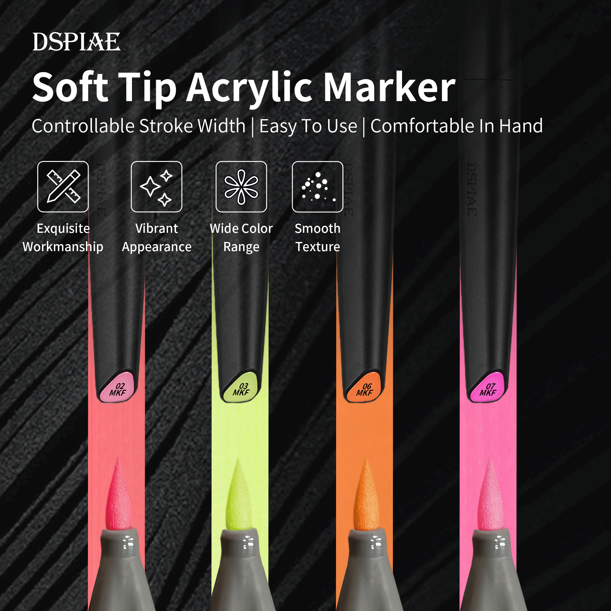 DSPIAE MKF Acrylmarker mit weicher Spitze, fluoreszierend
