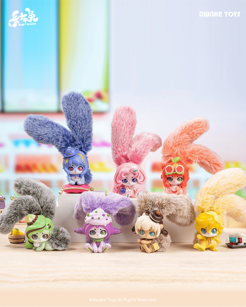 CUP RABBITS - Fruits Milk - Display of 6 Plushs 17cm - Mystery Box
