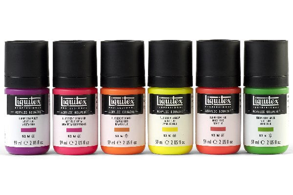 LQX Acrylic Gouache set 6x59ml fluorescents