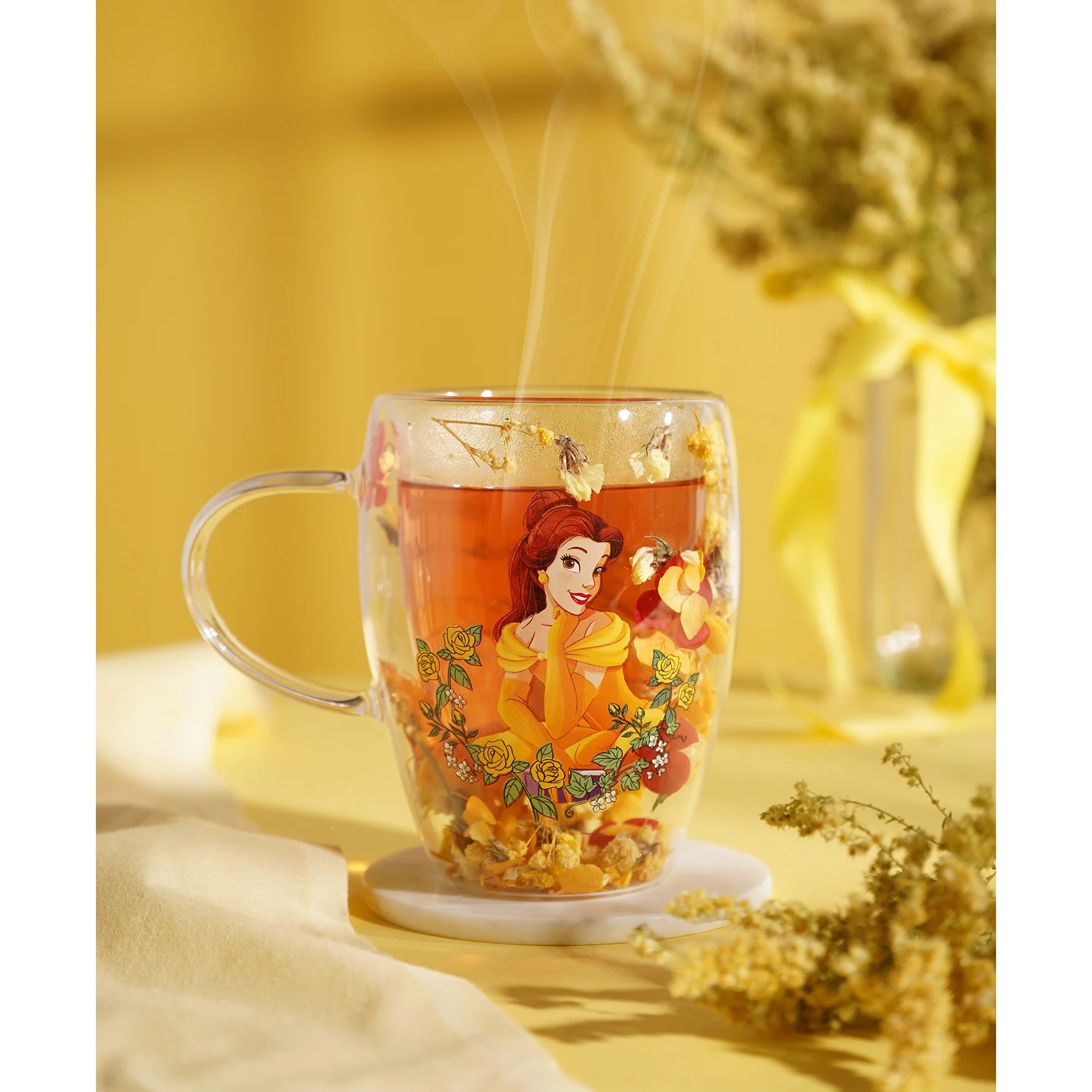DISNEY PRINCESS - Belle - Glass with Dried Flowers 10oz