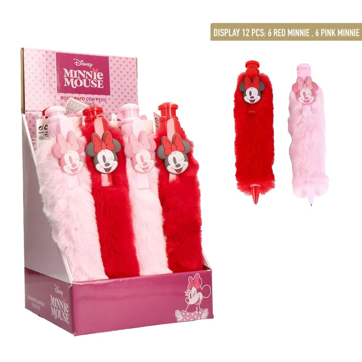 MINNIE - Display of 12 Giant Fluffy Pen