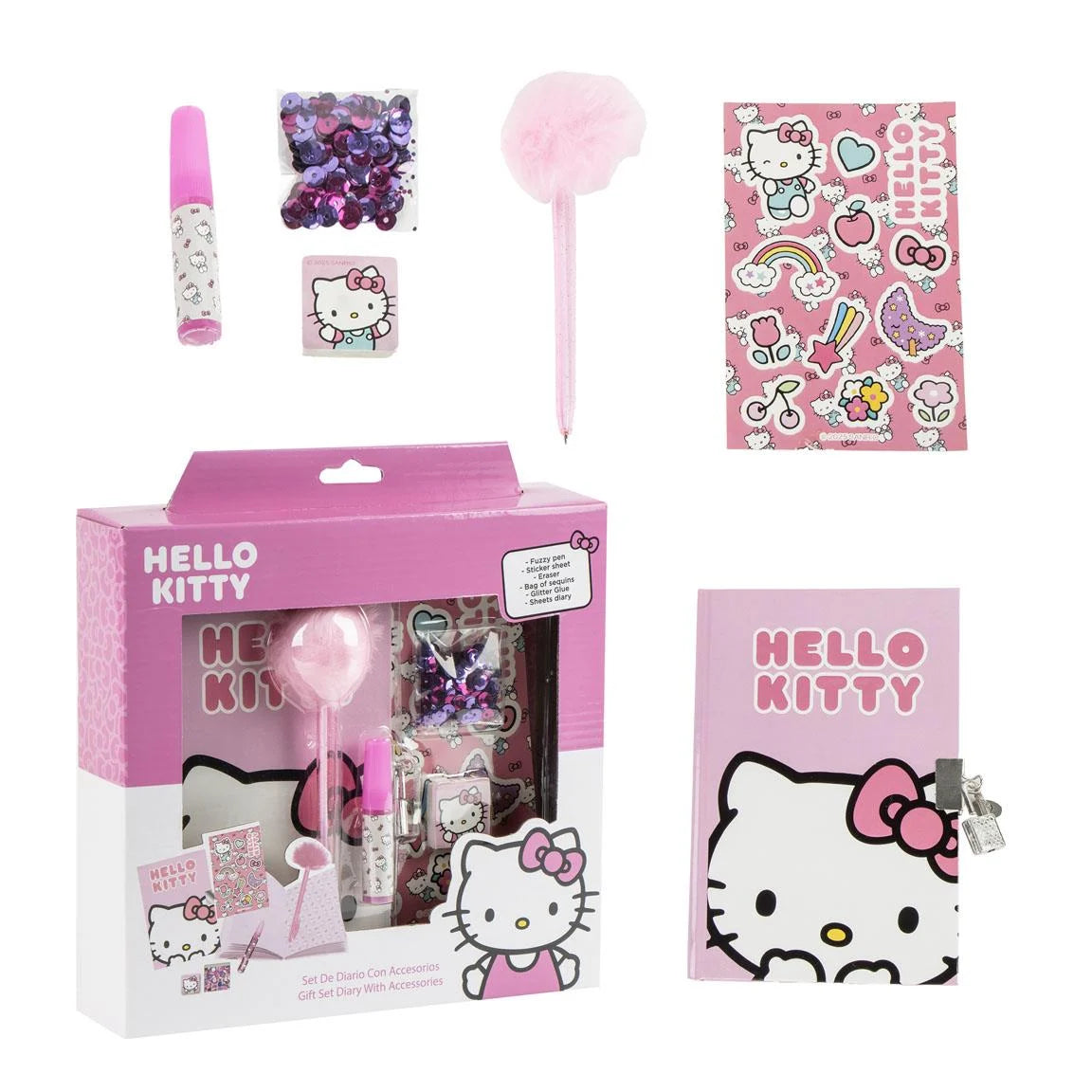 HELLO KITTY - Stationery Set - Diary + accessories 6pc.