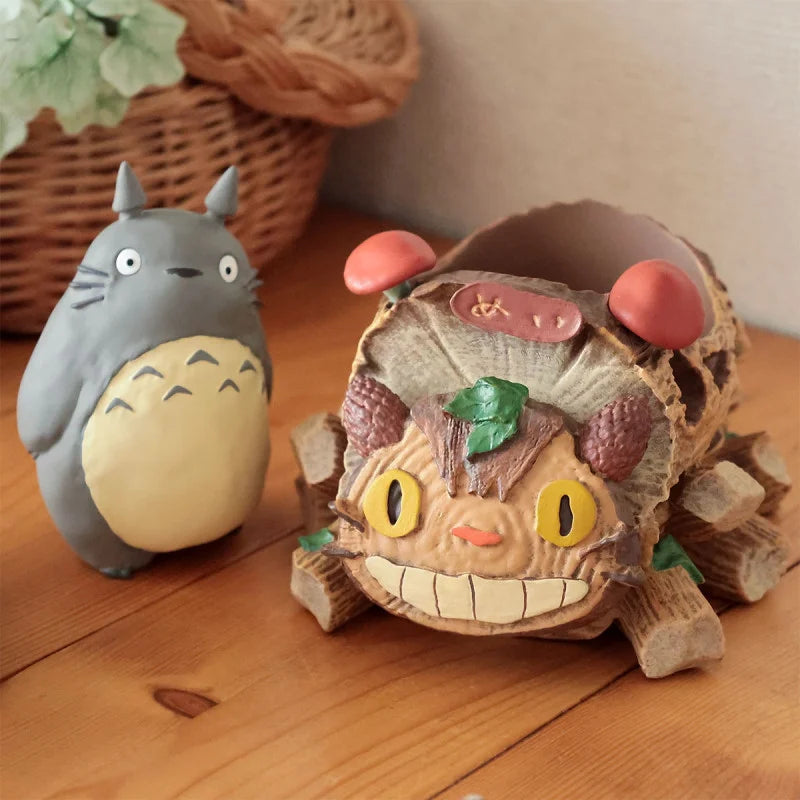 MY NEIGHBOR TOTORO - Grey Totoro & Catbus cart - Planter Frame 15.5cm
