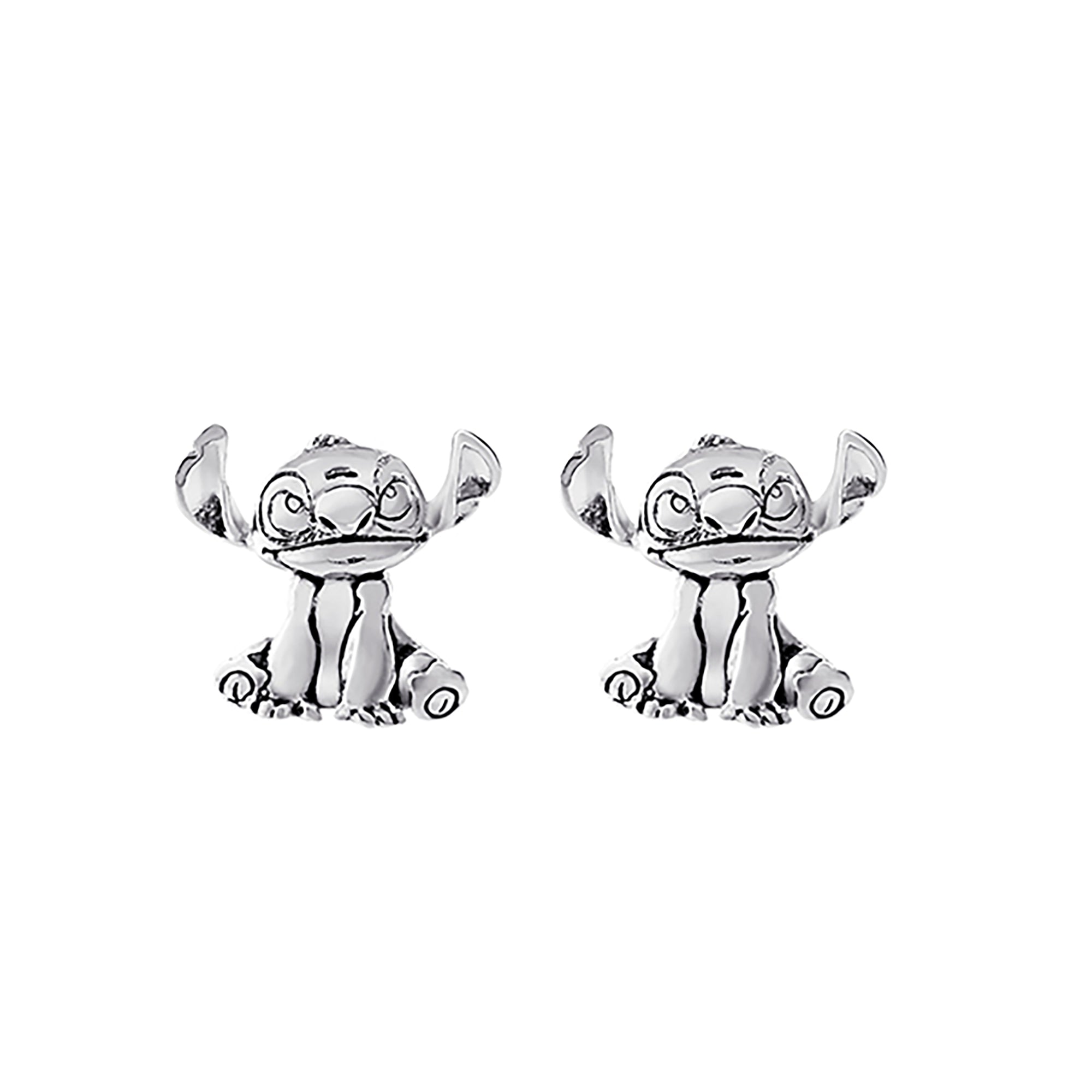 STITCH - Silver - 1 Pair of Studs Earrings - Silver Plated Brass