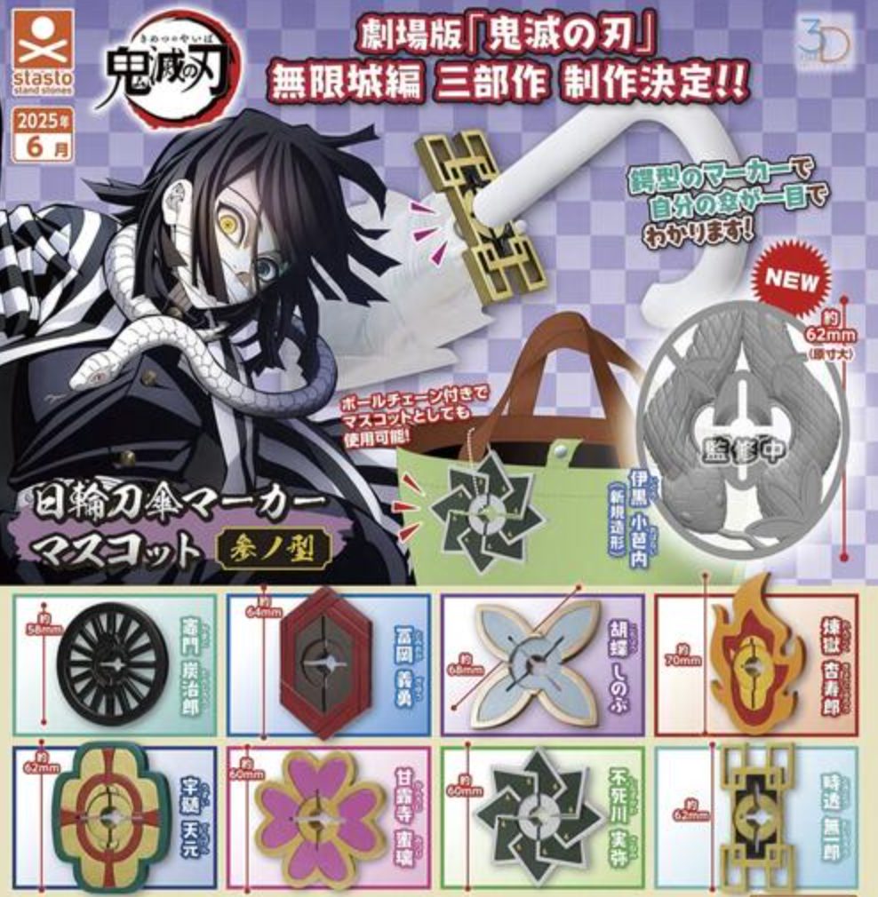 GASHAPON - Demon Slayer Nichirinto Mascot 3 (40 Capsule 68mm)