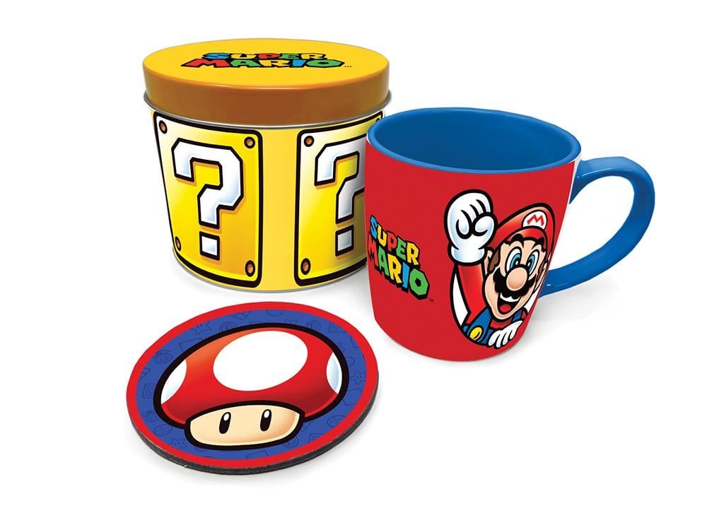 SUPER MARIO – Let's go – Tasse und Untersetzer in Metalldose