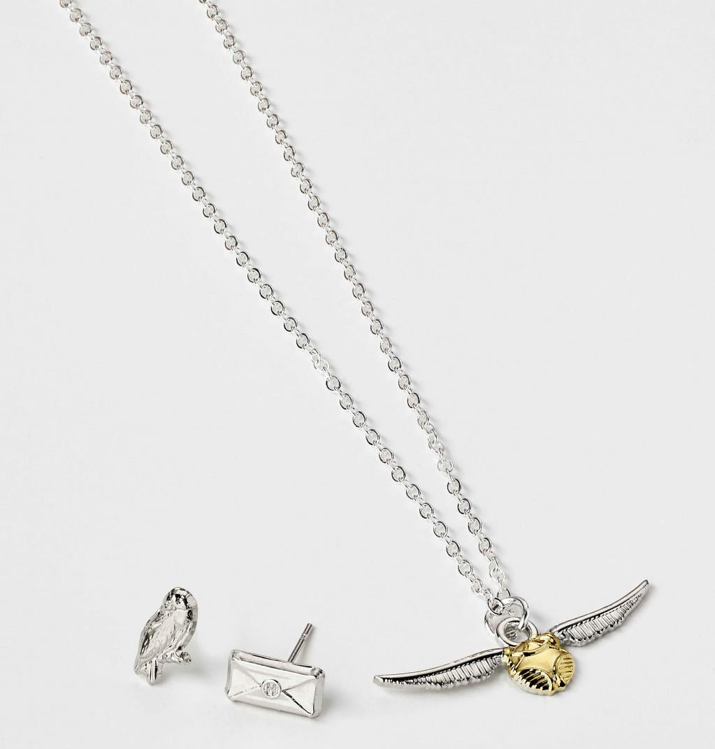 HARRY POTTER – Geschenk-Craker – Hedwig-Halskette und Ohrringe