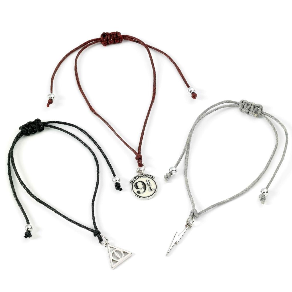HARRY POTTER - 3 Adjustable Friendship Bracelets + Charms RGB