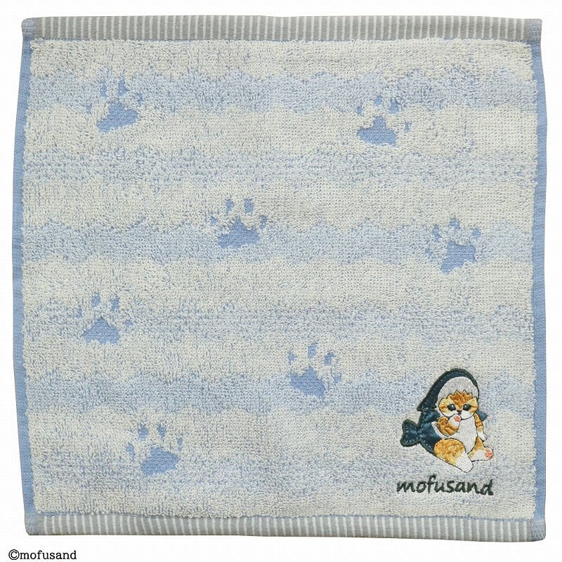 MOFUSAND - Kitten-Nyan Blue Paw Print - Mini Towel 25x25cm