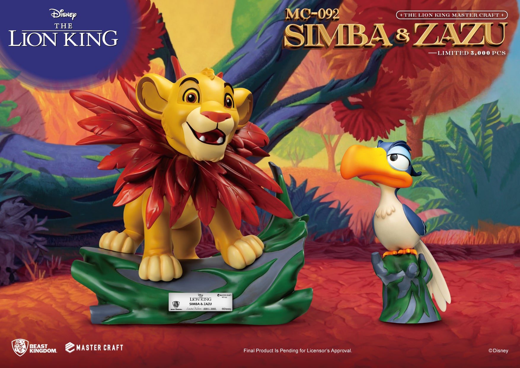 THE LION KING - Simba & Zazu - 2 Statue Pack Master Craft 31cm & 7cm