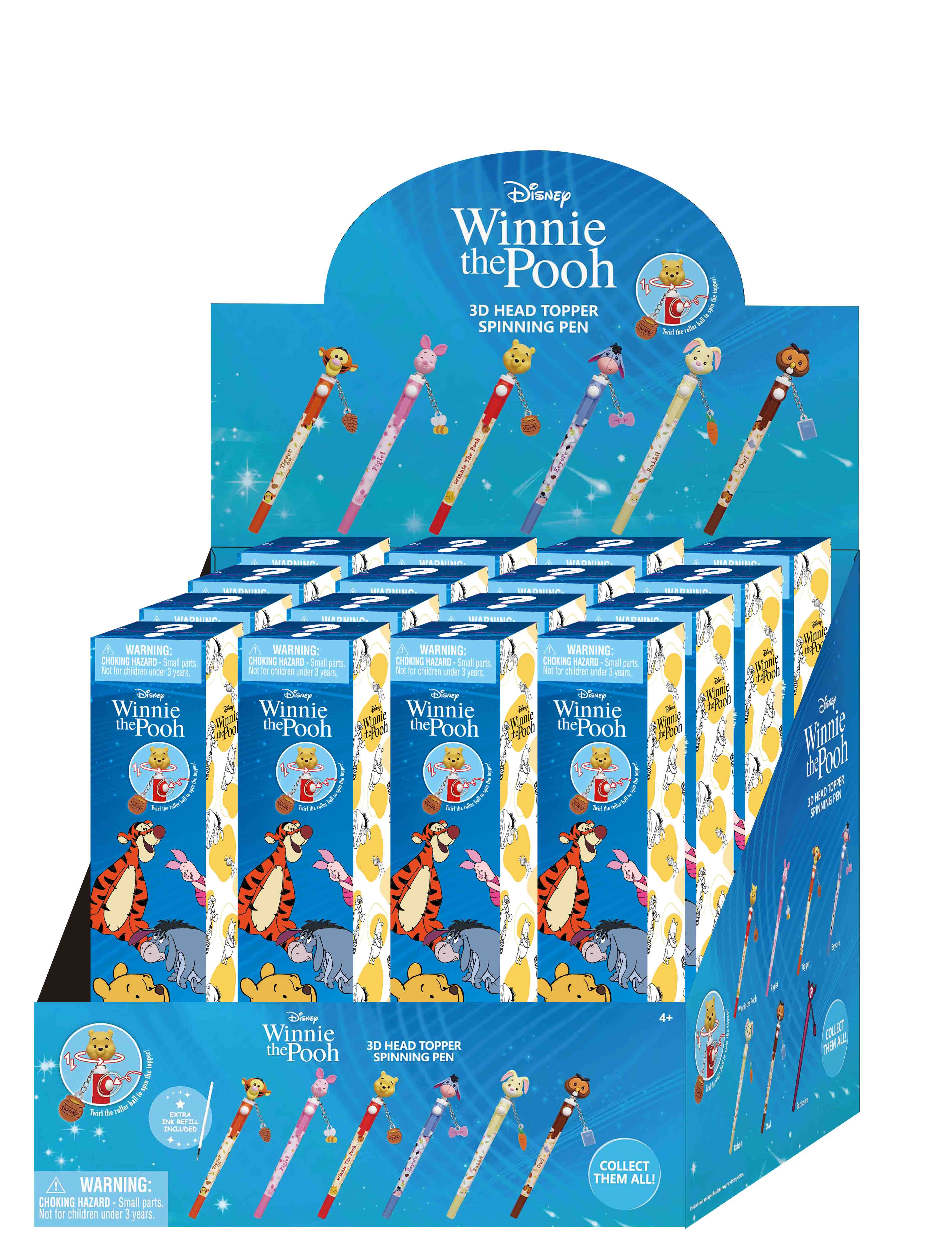 WINNIE THE POOH - 3D Head Topper Spinning Pen (Display of 16 pieces)