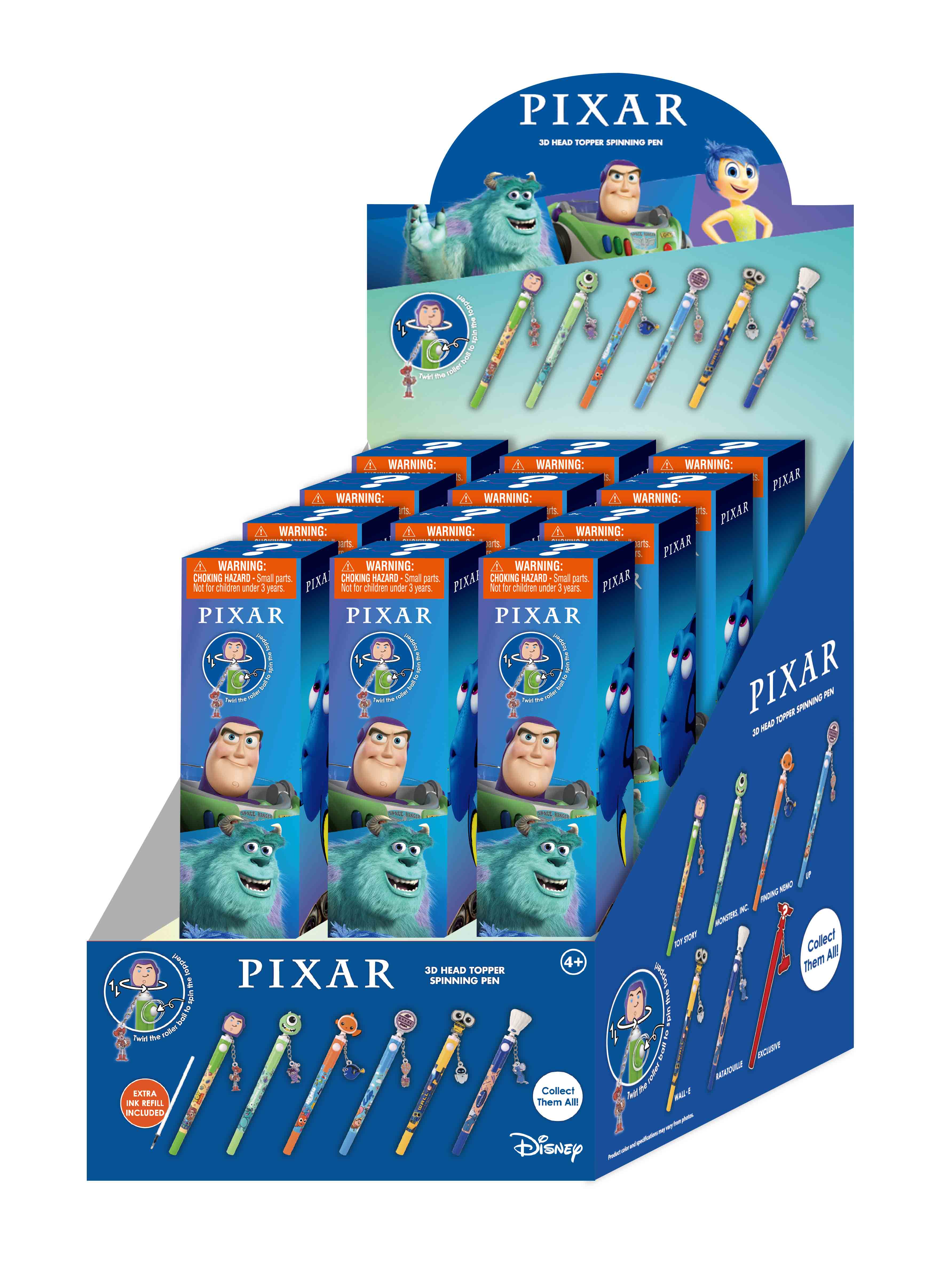 PIXAR - 3D Head Topper Spinning Pen (Display of 12 pcs)