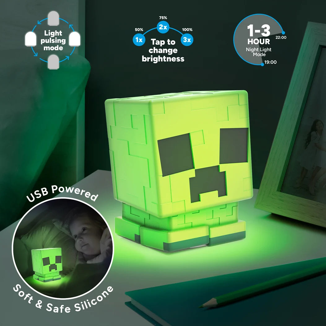 MINECRAFT - Creeper - 'SquishyGlo' Silicone Light Rechargeable 15cm