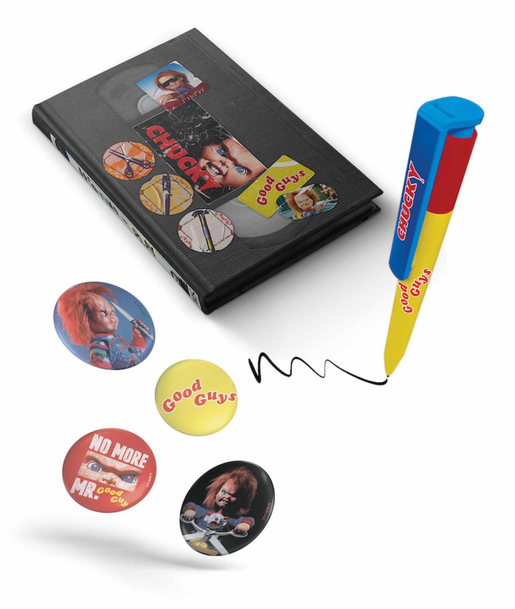 CHUCKY - Set VHS - Briefpapier-Set (Notizbuch, Anstecker und Stift)