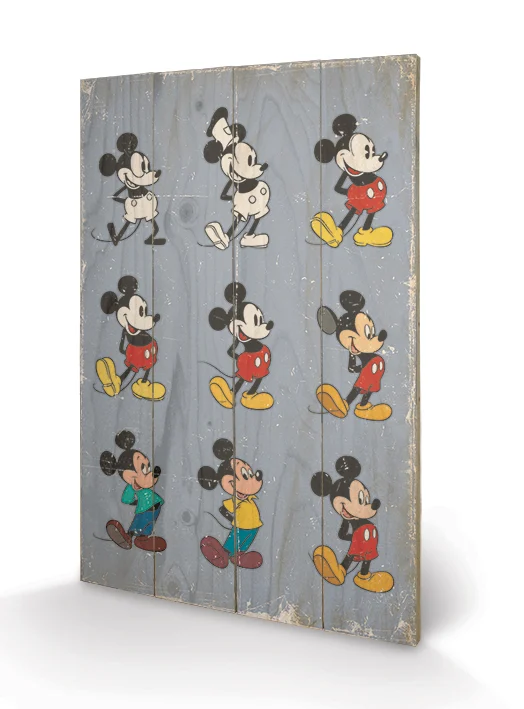 DISNEY - Druck auf Holz 40X59 - Mickey Mouse Evolution Color