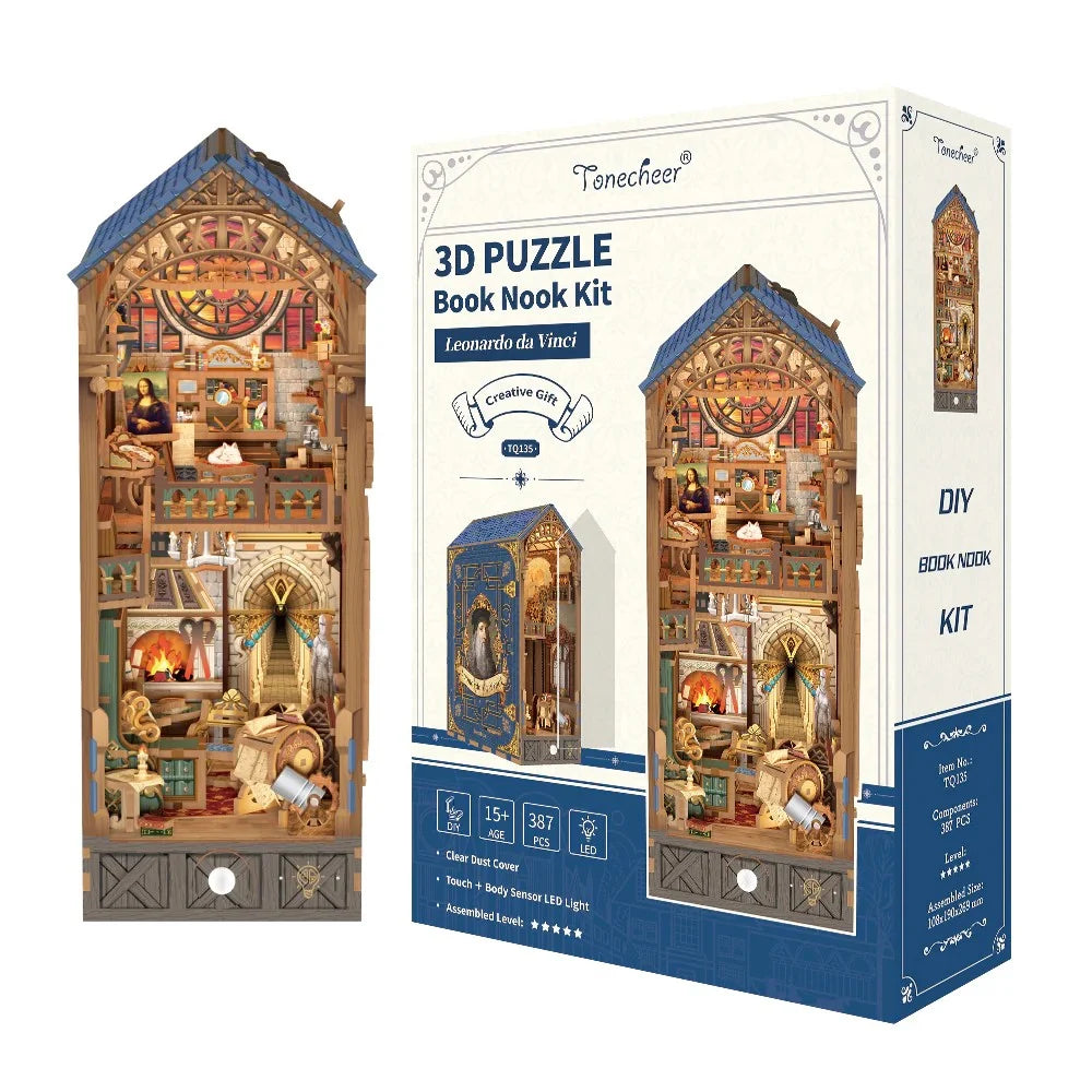 BOOK NOOK KIT - DIY- Leonardo Da Vinci - 387pcs + LED Light