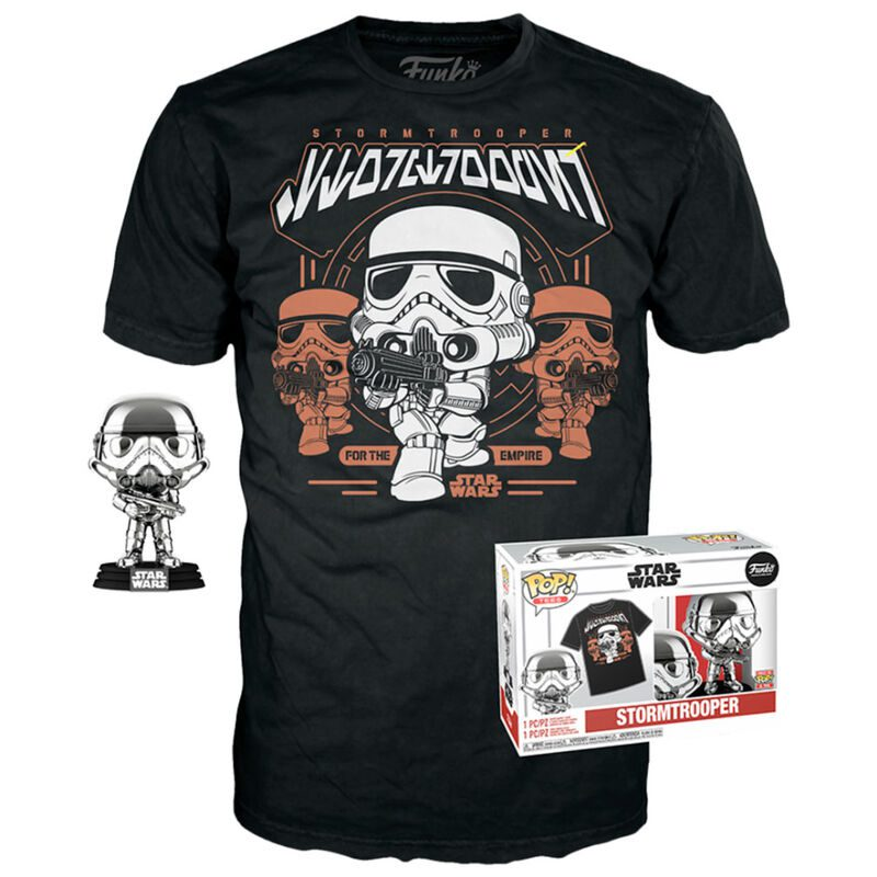STAR WARS – POP Nr. 296 – Stormtrooper „Chrome“ + T-Shirt (M)