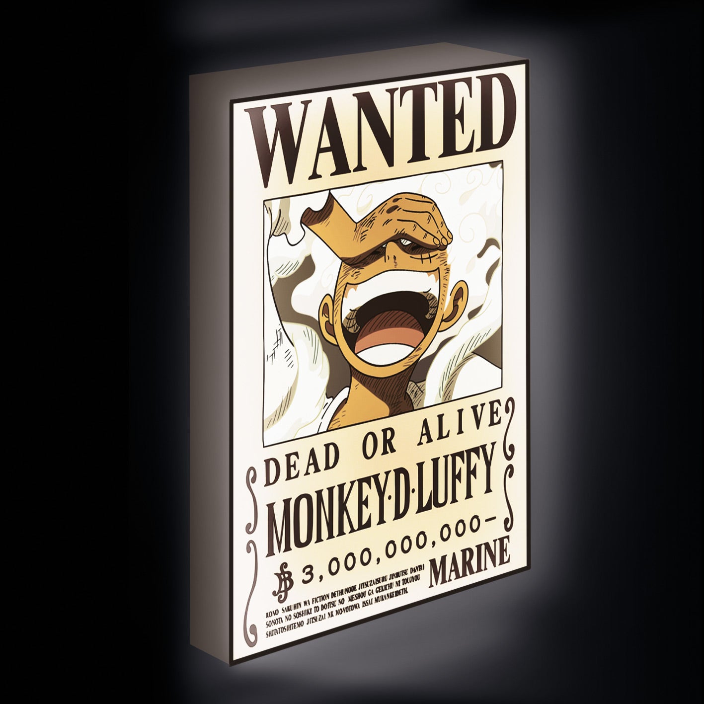 ONE PIECE - Luffy Gear 5 Wanted - Canvas Lumineux 40X30 Cm