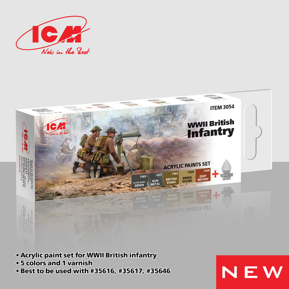 Acrylic Paint Set for WWII British infantry 6 x12 ml