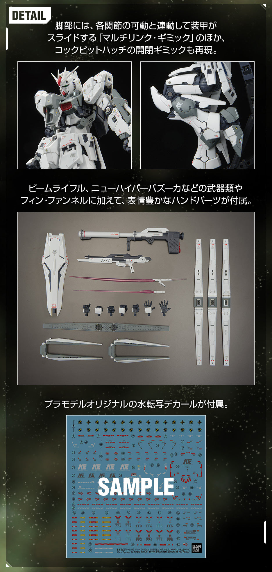 *PREORDER* RG 1/144 GUNDAM SIDE-F Limited ν Gundam (First Lot Color Ver.) *PREORDER*