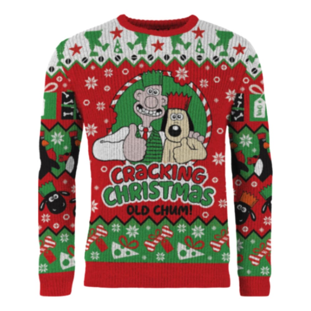 Wallace & Gromit Christmas Sweater Cracking Christmas Old Chum! Size M