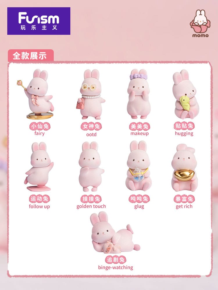 Momo Bunny Daily Series Mini Figures 9 cm Display (9)