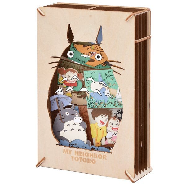 Mein Nachbar Totoro, Papiermodellbausatz, Papiertheater, Holzstil, Silhouette des großen Totoro