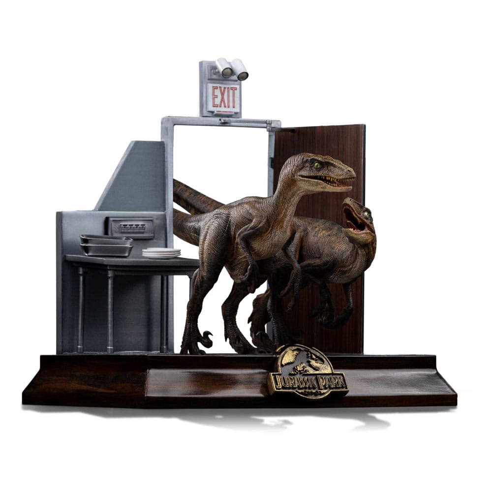 Jurassic Park Art Scale Statue 1/10 Raptors at the Kitchen's Door 28 cm