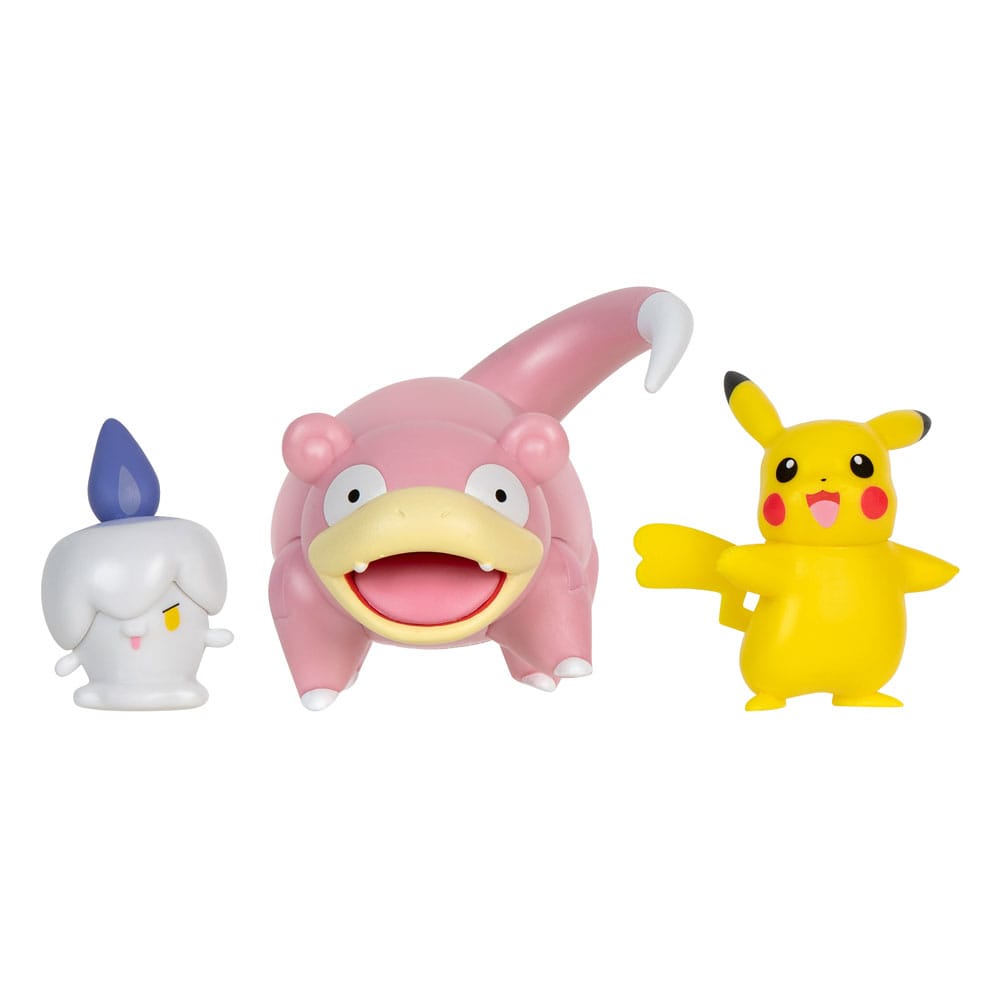 Pokémon-Kampffiguren-Set 3er-Pack Pikachu (weiblich), Litwick, Slowpoke 5 cm