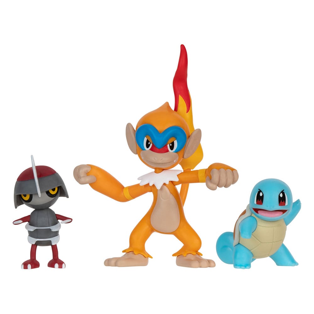 Pokémon-Kampffiguren-Set 3er-Pack Pawniard, Squirtle #1, Monferno 5 cm
