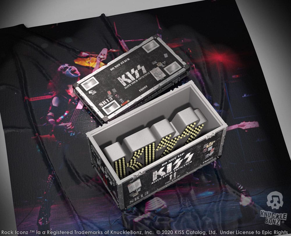 Kiss Rock Ikonz On Tour Road Case Statue + Bühnenhintergrund-Set Alive! Tour