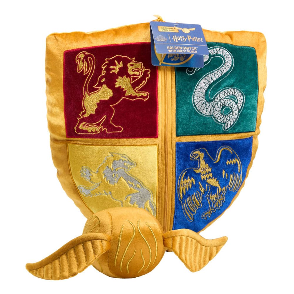 Harry-Potter-Kissen mit Plüschfigur, Quidditch-Wappen und goldenem Schnatz