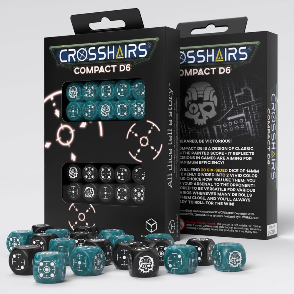 Crosshairs Compact D6 Würfelset Stormy&Black (20)