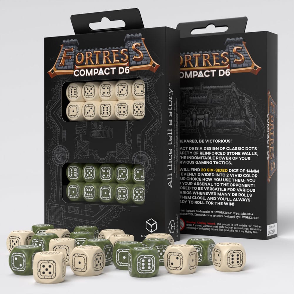 Fortress Compact D6 Würfelset Beige&Olive (20)