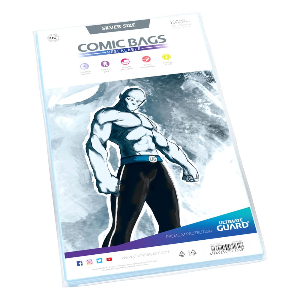 Ultimate Guard Comic-Taschen, wiederverschließbar, Silber, Größe (100)