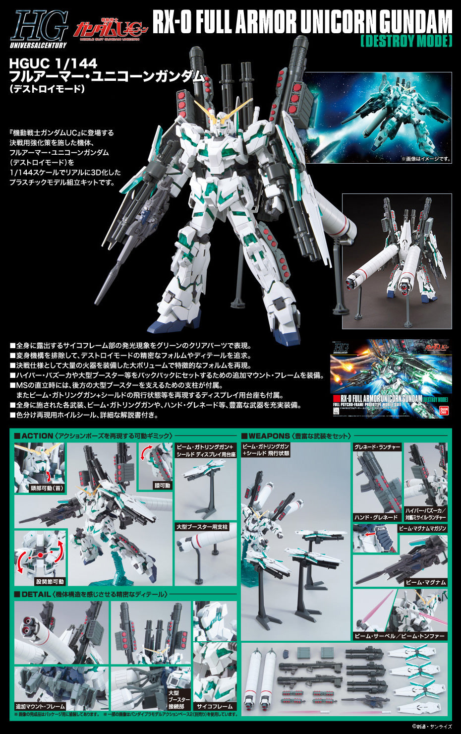 HG RX-0 Full Armor Unicorn Gundam (Zerstörungsmodus) 1/144