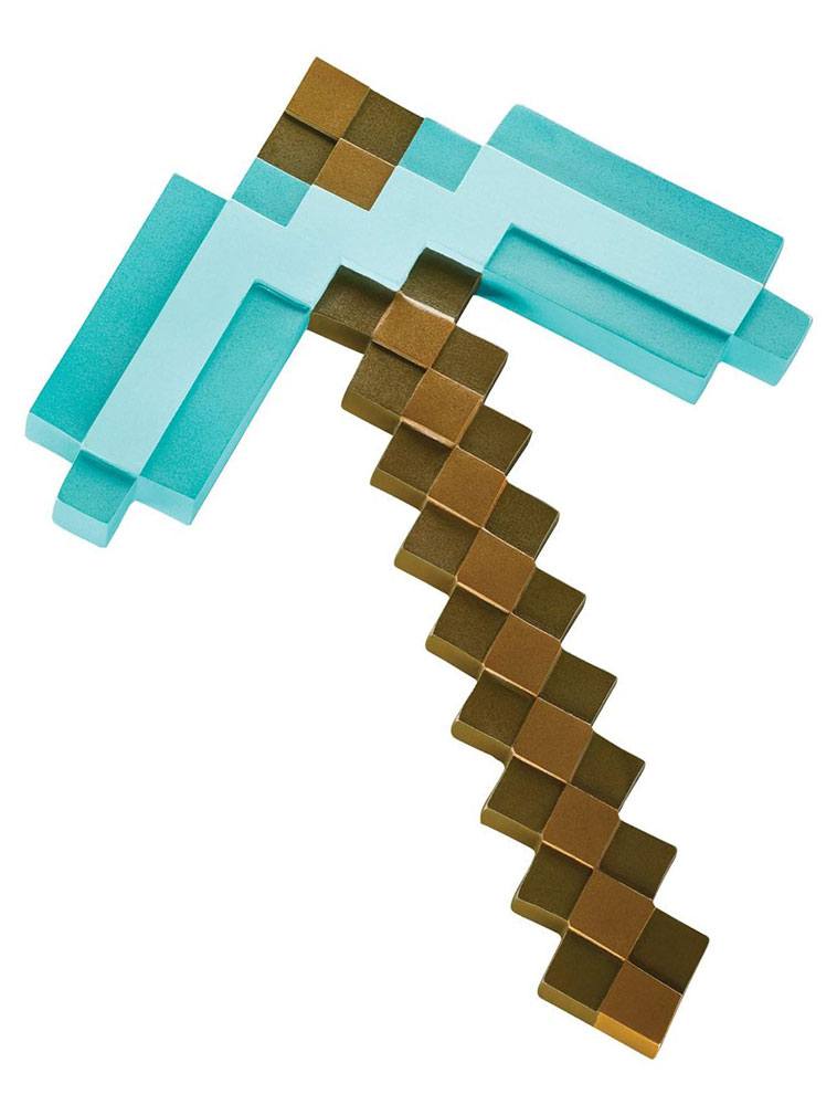 Minecraft Kunststoff-Nachbildung einer Diamant-Spitzhacke 40 cm