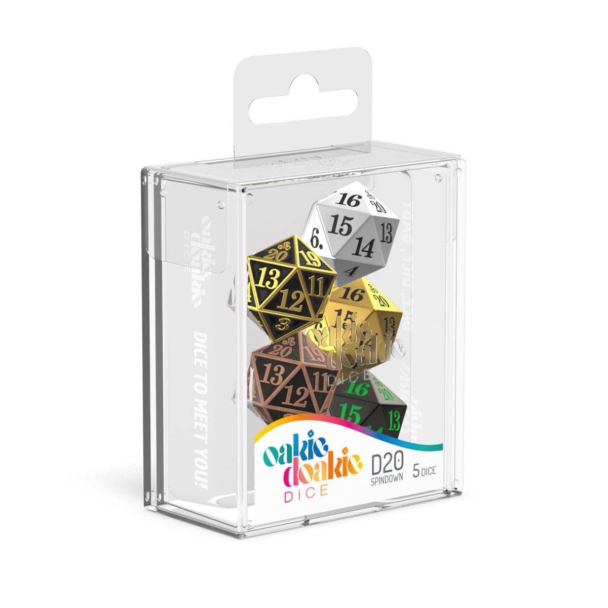 Oakie Doakie Dice D20 Spindown Würfelset Metall (5)