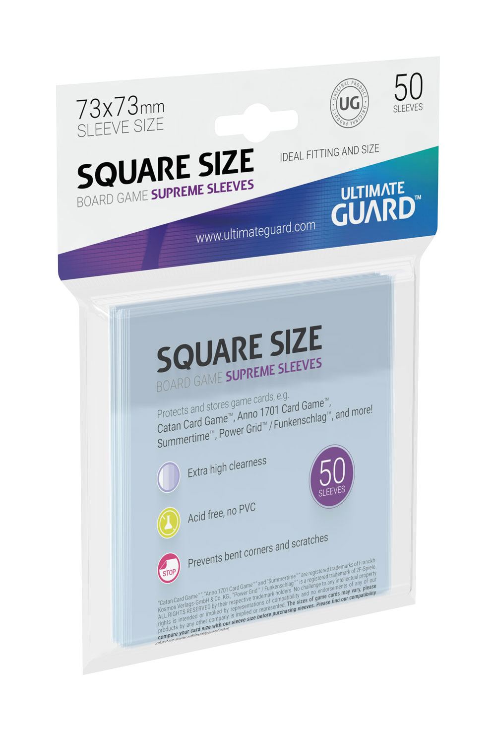 Ultimate Guard Supreme Hüllen für Brettspielkarten, quadratisch (50)