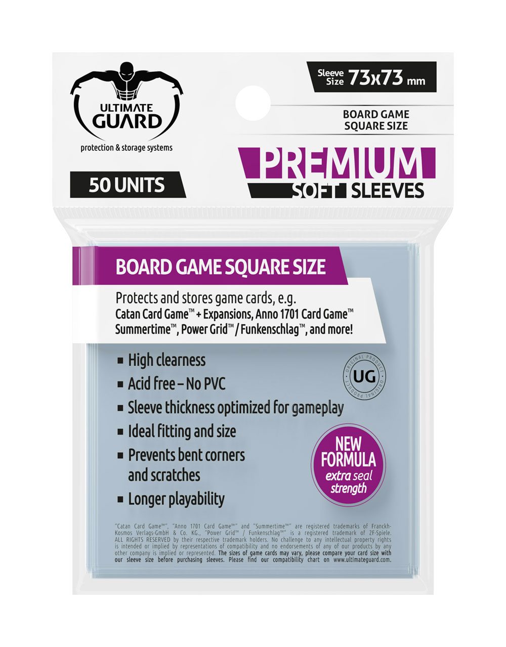 Ultimate Guard Premium Soft Sleeves für Brettspielkarten, quadratisch (50)