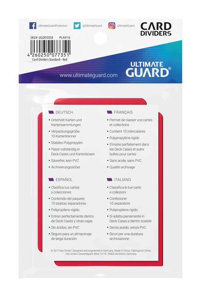 Ultimate Guard Kartenteiler, Standardgröße, Rot (10)