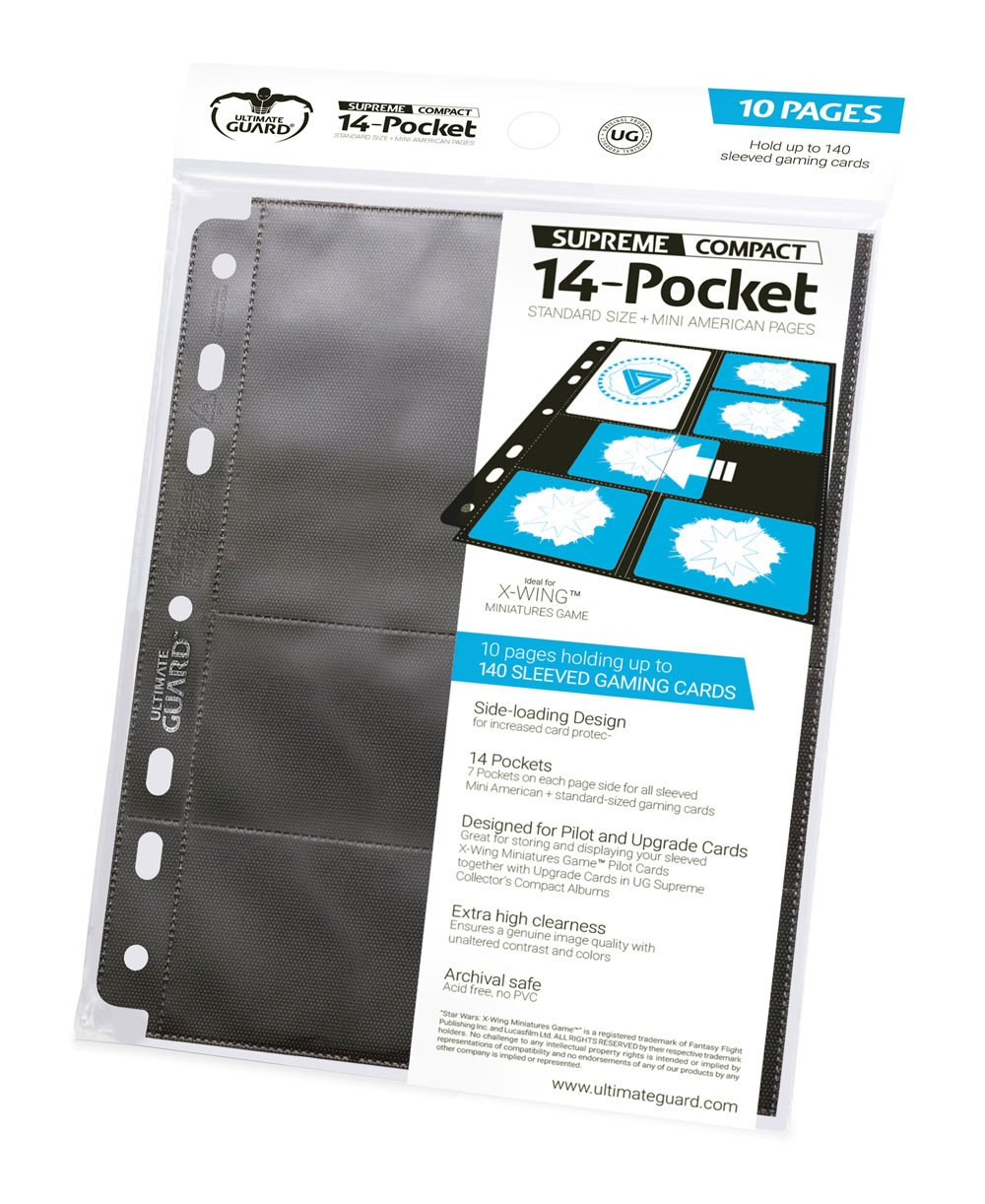 Ultimate Guard 14-Pocket Compact Pages Standardgröße & Mini American Black (10)