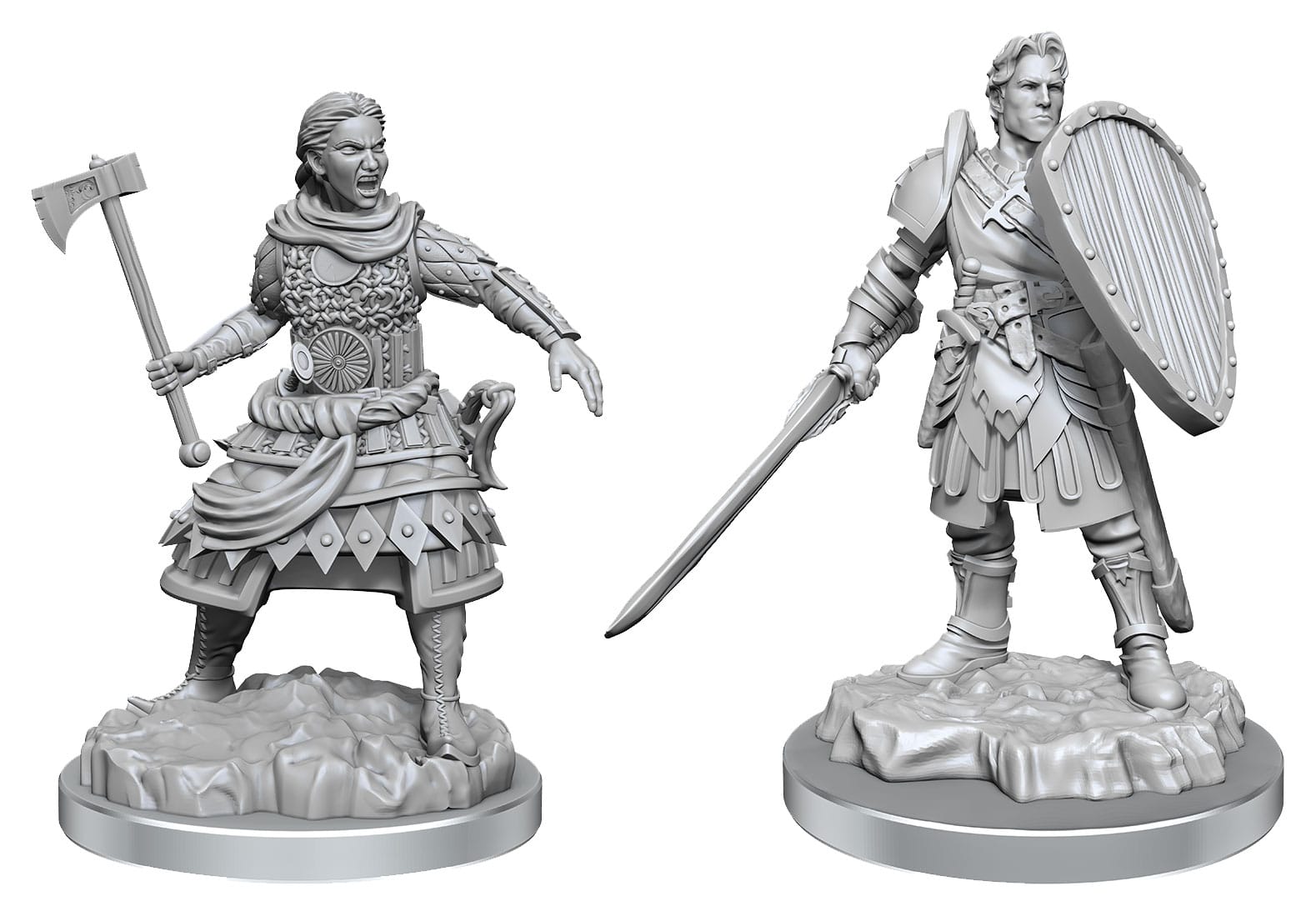 D&D Nolzur's Marvelous Miniatures Unbemalte Miniaturen, 2er-Pack menschliche Kämpfer