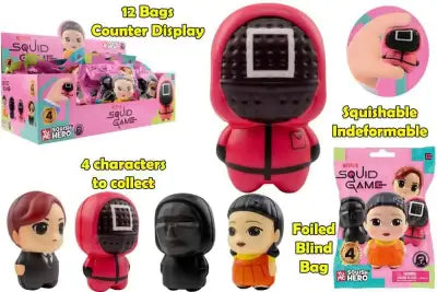 SQUID GAME - FOAM SQUISHY - BLIND BAGS COUNTER DISPLAY (12 UNITS)