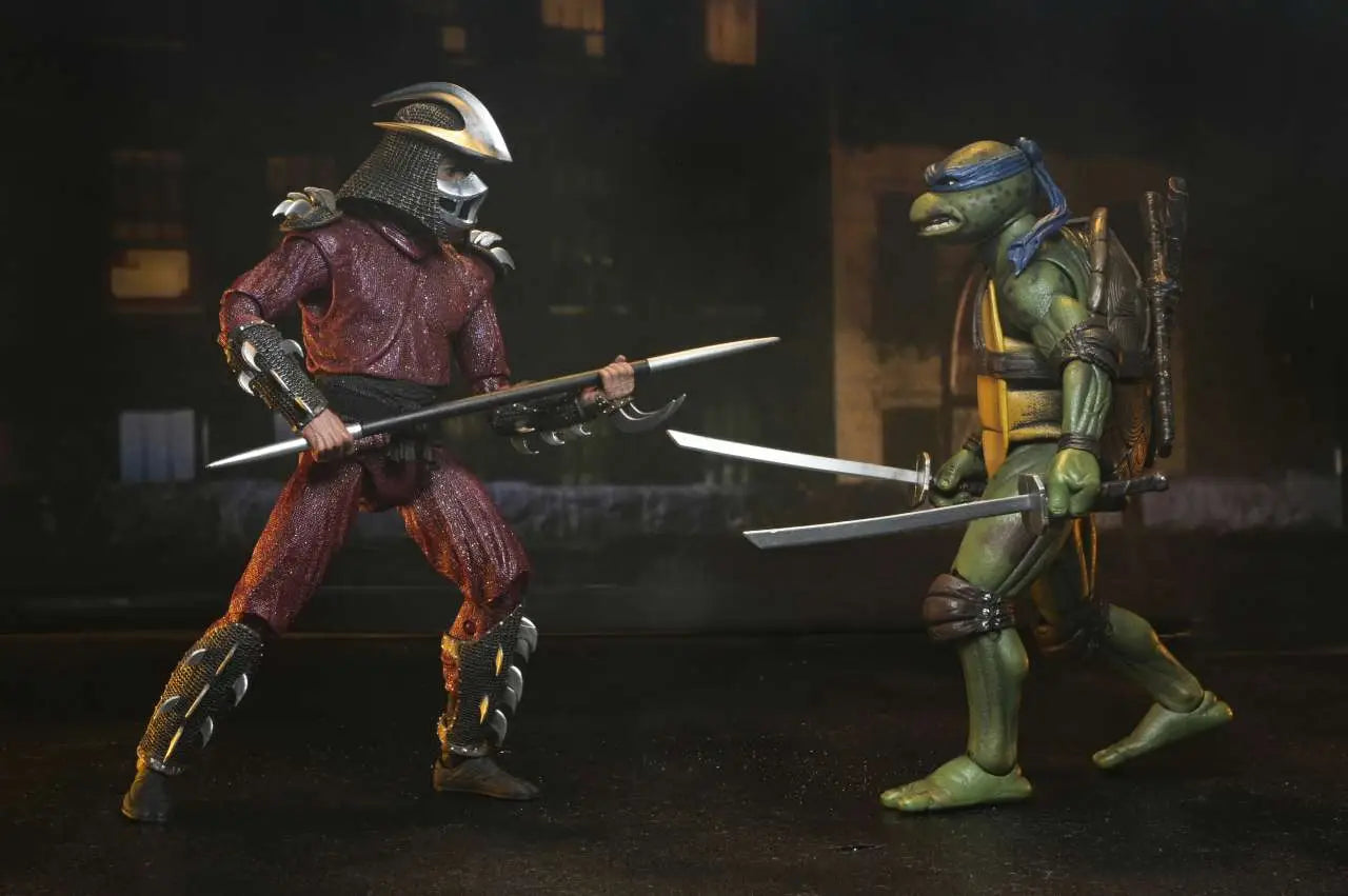 TMNT 1990 ROOF TOP BATTLE SHREDDER VS LEO 2-PACK AF