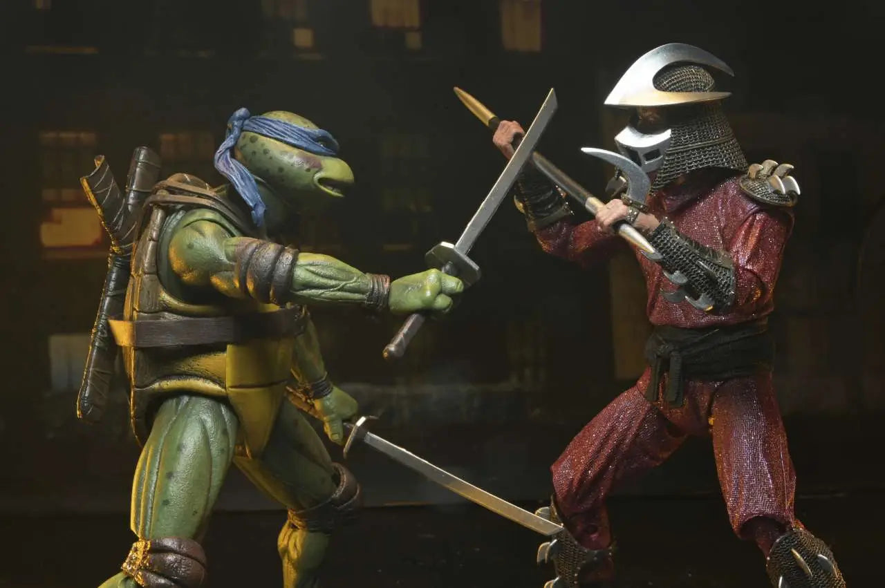 TMNT 1990 ROOF TOP BATTLE SHREDDER VS LEO 2-PACK AF