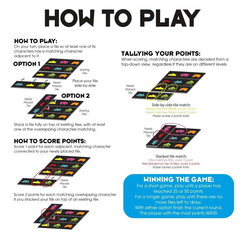 SPACE INVADERS DOMINOTS TILE GAME