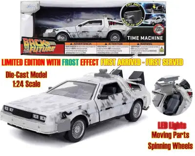 BACK TO THE FUTURE PART I - 1982 DE LOREAN DMC 12 WITH FROST EFFECT - 1:24 DIE-CAST MODEL LIMITED EDITION